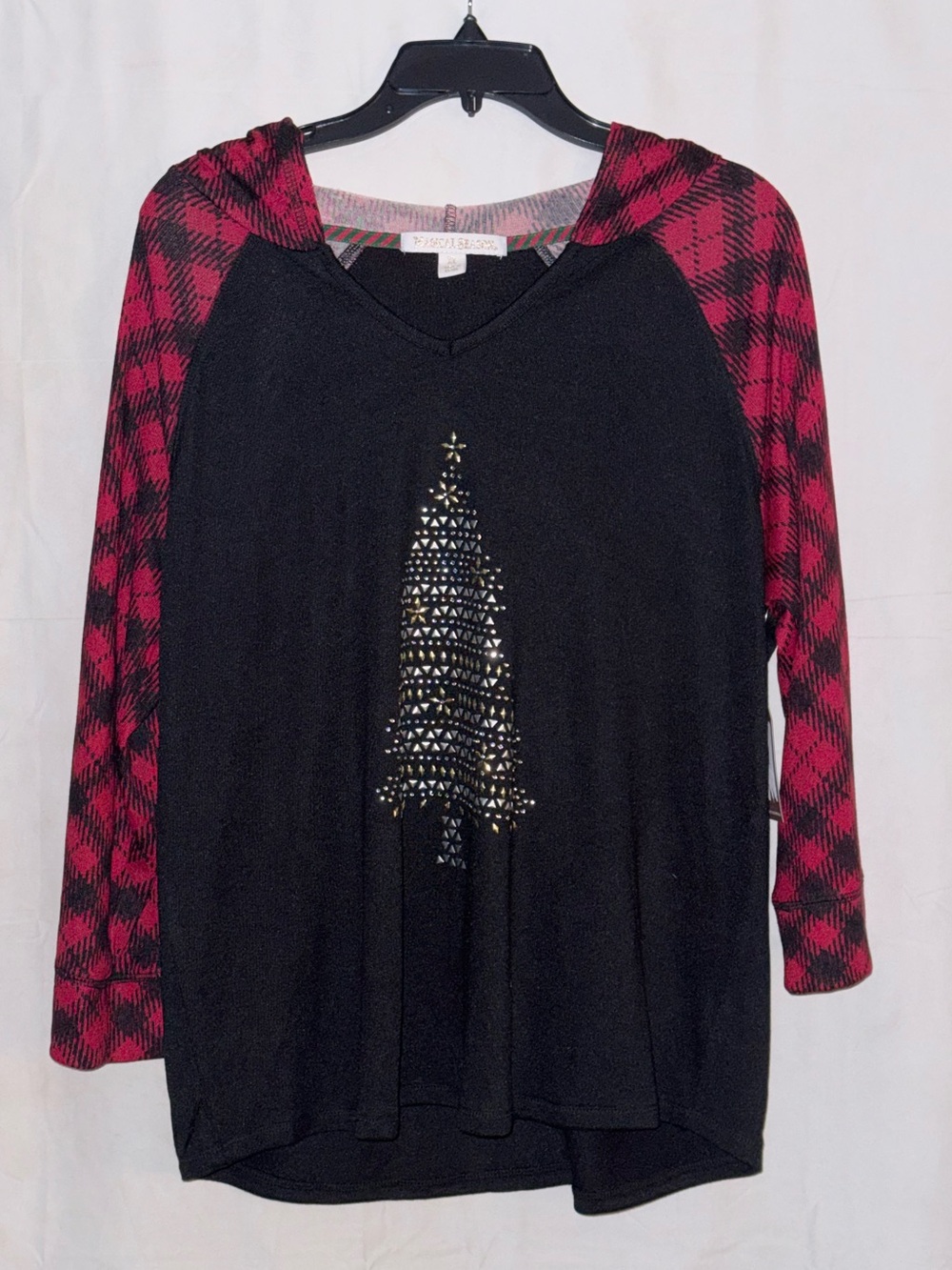 NWT Magical Season Studded Tree Hooded Long-Sleeve Tee Size XL